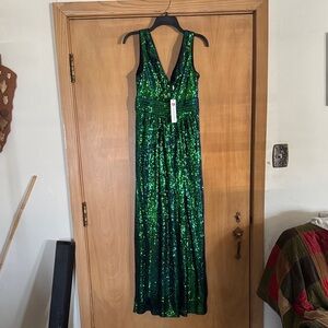 Shimmering Green Sequin Maxi Dress